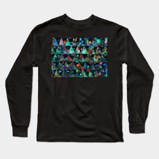 Background with triangles and dots in blue tones. Long Sleeve T-Shirt